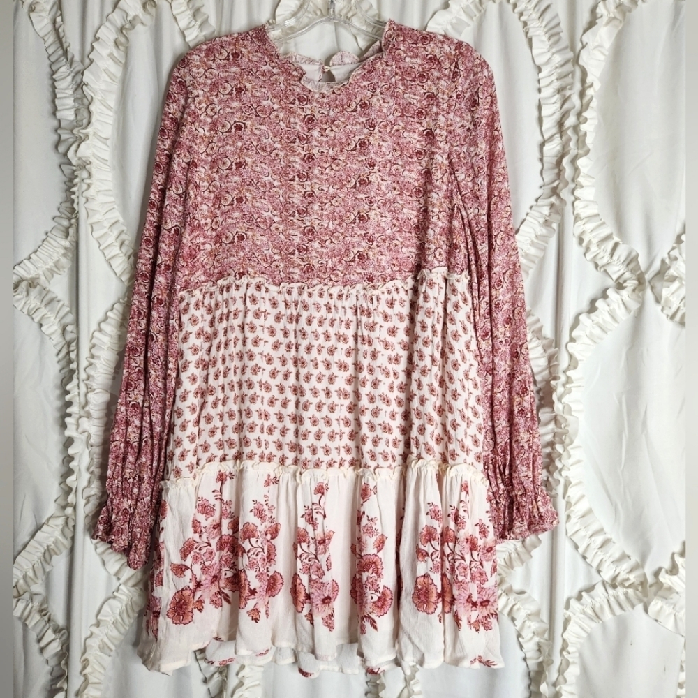 New Coco + Jaimeson Bootbarn Floral Patchwork Tiered Ruffle Dress Size Medium